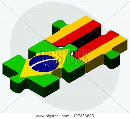 Brazil And Zimbabwe Flags