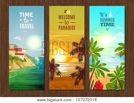 Travel agency sea vacation banners set