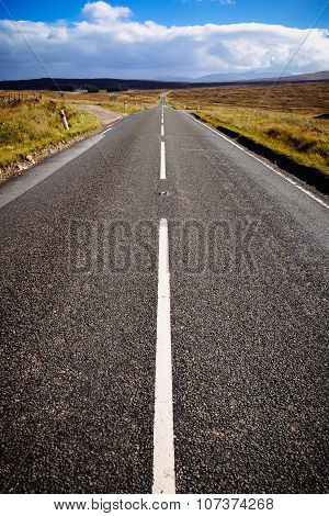 Straight motorway at the Scottish highlands, Scotland, UK