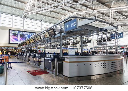 Prague, CZECH REPUBLIC - April 27. Passenger In The Airport Vaclava Havla Prague. Interior Of The Ai