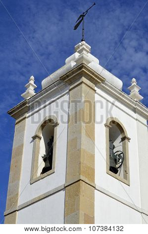Church bell tower in Albufeira old town Igreja Matriz