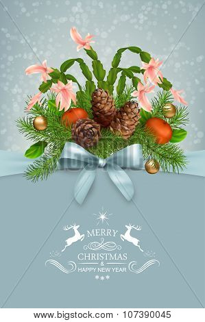 Vector Christmas And New Year Greeting Card