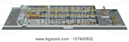 3D Illustration Of Plant On Painting Of Engineering Konstruktion