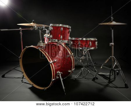Drum set on a stage