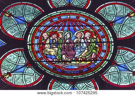 Mary Jesus Christ Disciples Stained Glass Notre Dame Cathedral Paris France