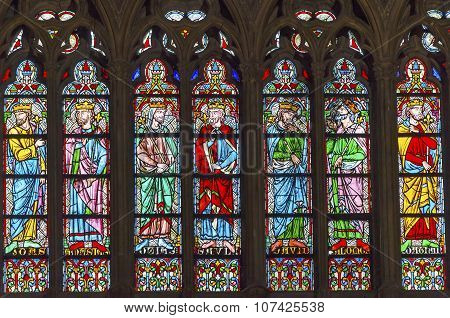 Kings Stained Glass Notre Dame Cathedral Paris France