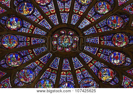 North Rose Window Mary Jesus Stained Glass Notre Dame Cathedral Paris France