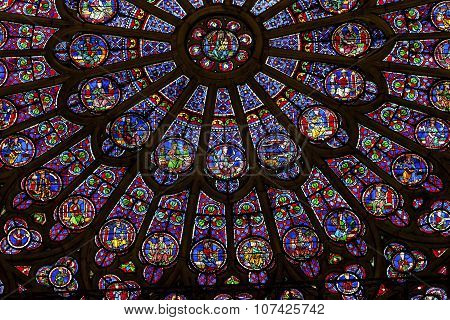 North Rose Window Mary Jesus Stained Glass Notre Dame Cathedral Paris France