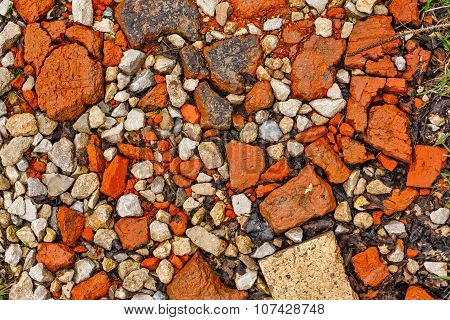 Stone Rubble Underfoot. Grunge Background Texture.
