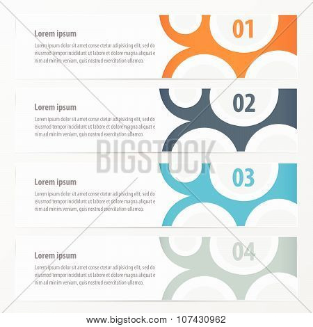 Cicle Design On Banner   Orange , Blue, Gray Color