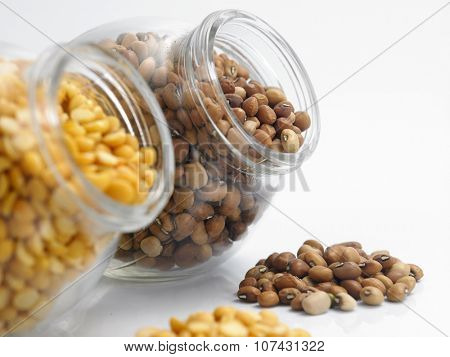 nigerian brown bean in aglass jar