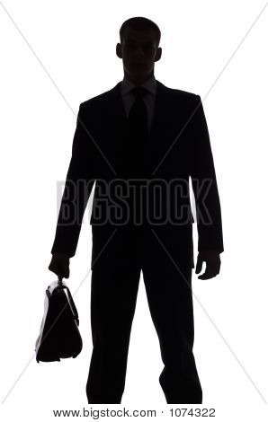 Silhouette az ember bőrönddel