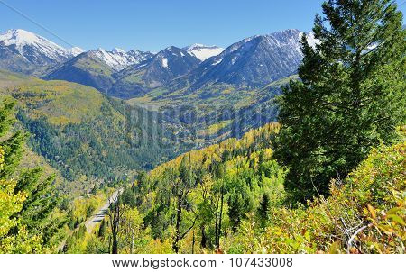 Snow Covered Mt Sopris During Foliage Season In Colorado