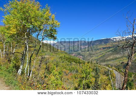 Landscape View Of Snow Covered Mountains In Colorado