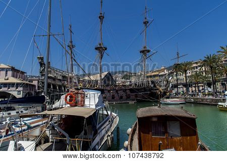 Il Galeone Neptune Pirate Ship In Genoa, Italy