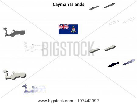 Cayman Islands outline map set