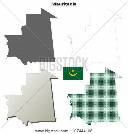 Mauritania outline map set