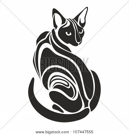 Egyptian Sphynx Black cat dangerous looking tattoo drawing