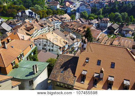 Roofs Of Fribourg In Switzerland