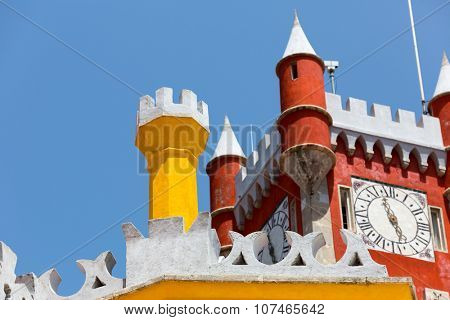Beautiful castle with towers against the clear sky