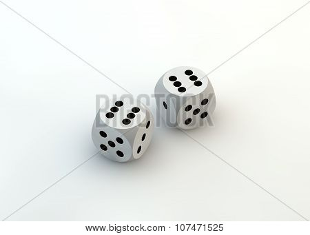 White dice. Luck. Victory. Win.