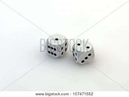 Two white dice