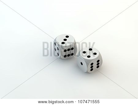 White dice. Luck. Victory. Win.