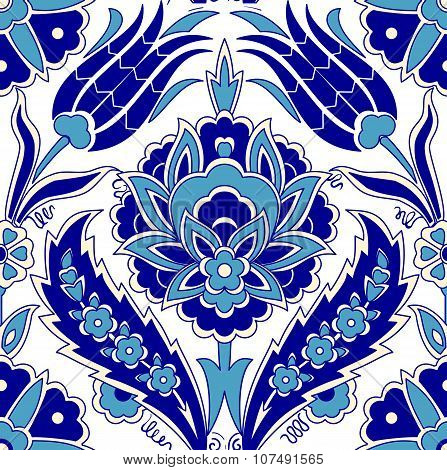 Traditional Arabic  ornament seamless. Floral Ornamental pattern. Iznik .Vector.  Background