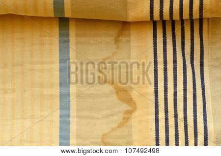 Curtain texture. Sunblind cloth with old navy stripes and shabby effect