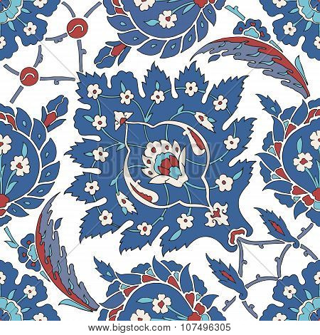 Traditional Arabic  ornament seamless. Floral Ornamental pattern. Iznik .Vector.  Background