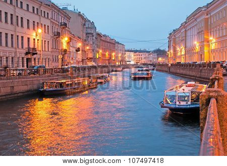Saint-Petersburg. Russia. Excursion boats