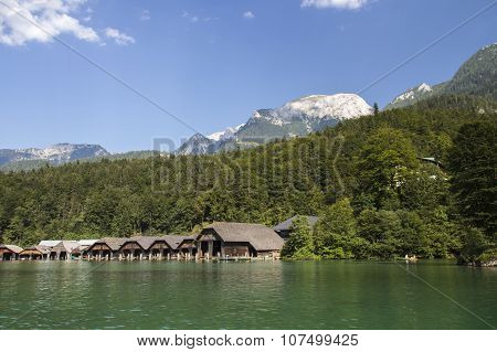 Boathouses At The Koenigssee Lake Close To Berchtesgaden, Germany, 2015