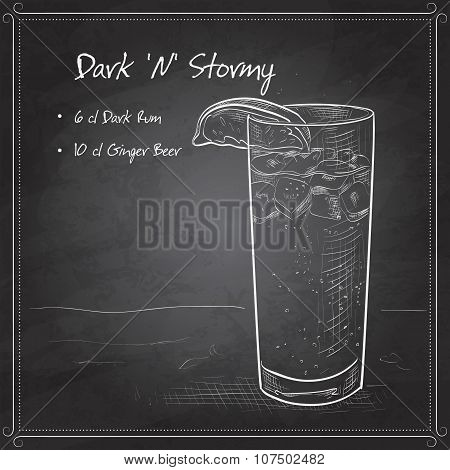 Cocktail Dark 'N' Stormy on black board