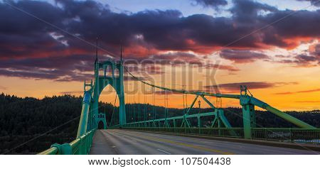St. John's Bridge In Portland Oregon, Usa