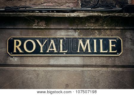 Royal Mile road sign in Edinburgh.