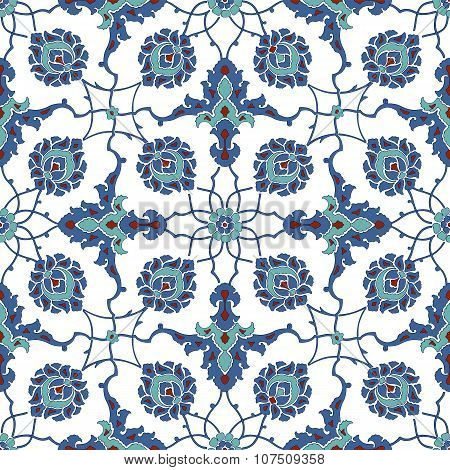 Traditional Arabic  ornament seamless. Floral Ornamental pattern. Iznik .Vector.  Background