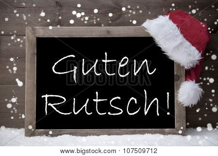 Gray Christmas Card, Chalkboard, Guten Rutsch Mean New Year