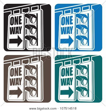 Traffic Light And Sign In A Single Color