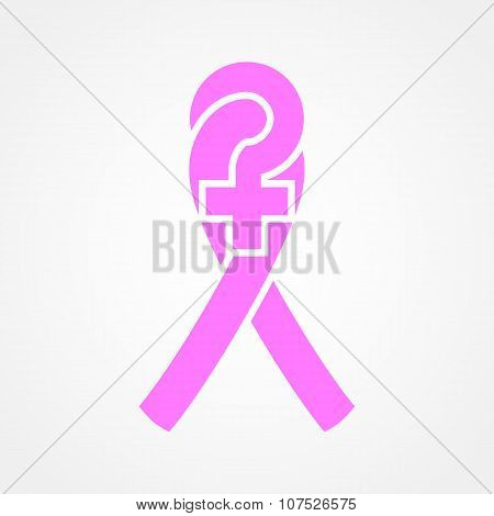 Pink ribbon and female gender symbol