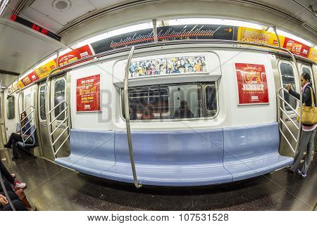 People Travel In The Metro In  New York