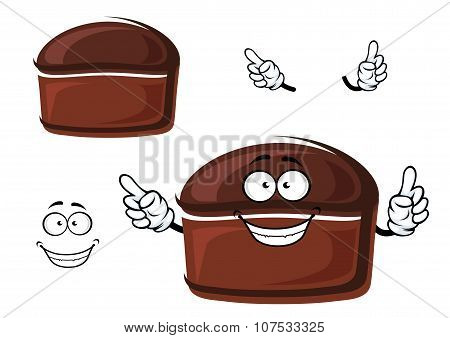 Cartoon brown homemade rye bread character