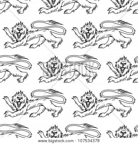 Royal heraldic lions seamless pattern