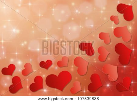 Beautiful red hearts with stardust and sparkles.