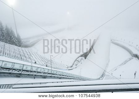 Holmenkollen Ski Jump In Fogg, Oslo, Norway