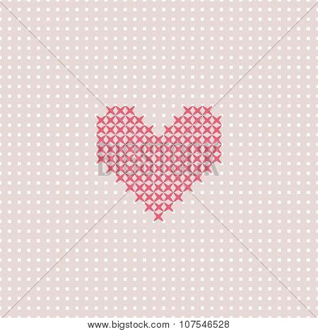 Vector pink heart on seamless canvas