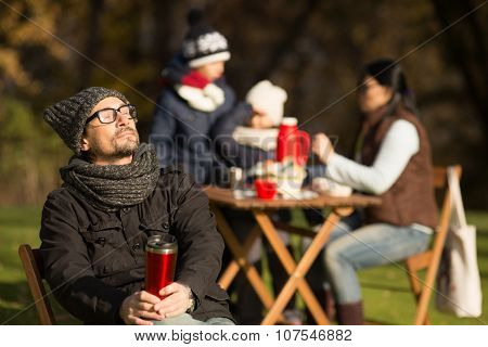 Young family on a picnic