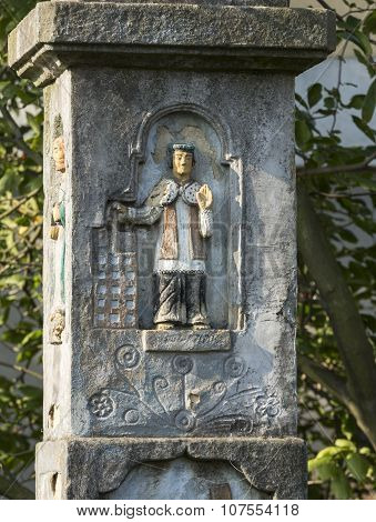 WIELICZKA, POLAND - OCTOBER 8, 2015: Old Wayside shrine in Wieliczka near Cracow. Poland