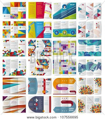 Twelve Trifold Vector  business brochures or magazine covers template.