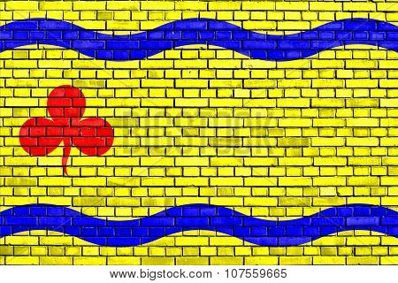 Flag Of Hardenberg Painted On Brick Wall