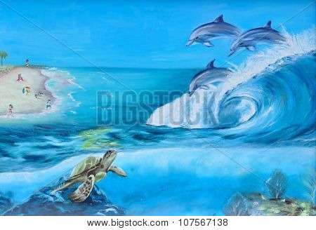 Aquatic life mural